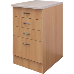 Unterschrank FLEX-WELL Nano Schränke Gr. B/H/T: 50 cm x 85 cm x 60 cm, 2,8 cm starke Arbeitsplatte, braun (buche nachbildung) Unterschrank Unterschränke (B x H T) 50 8586 60 cm, mit praktischen Schubkästen