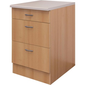 Unterschrank FLEX-WELL Nano Schränke Gr. B/H/T: 60 cm x 85 cm x 60 cm, 2,8 cm starke Arbeitsplatte, braun (buche nachbildung) Unterschrank Unterschränke (B x H T) 60 8586 cm, mit praktischen Auszügen