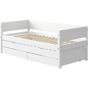 FLEXA Bett mit Ausziehbett und 2 Schubkästen  Flexa White - weiß - Materialmix - 210 cm - 81 cm - 101 cm | Möbel Kraft