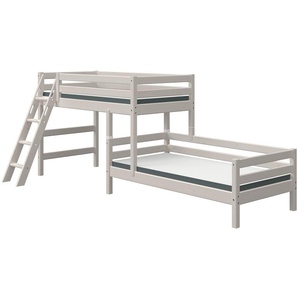 FLEXA Mittelhohes Kombibett mit Leiter  Flexa Classic ¦ grau ¦ Maße (cm): B: 157 H: 143