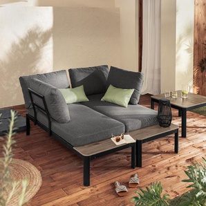 Flexible Lounge-Ecke mit Duraboard®-Tischplatten - schwarz -