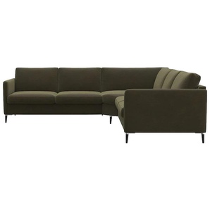 FLEXLUX Ecksofa »Fiore, L-Form, bequem und komfortabel durch hochwertigem Sitzaufbau«, schmale Armlehnen, Kaltschaum, Füße Alu+schwarz