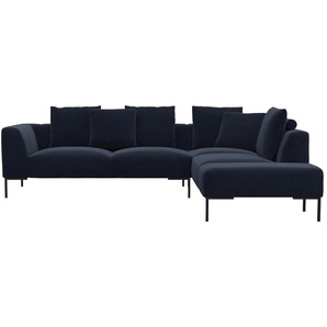 FLEXLUX Wohnlandschaft Sava, Schwarze Metallfüße, mit losen Rückenkissen, Luxuriöses Sitzkomfort