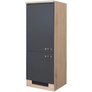 FlexWell Geräteumbauschrank, Dunkelgrau, Eiche San Remo, Metall, 1 Fächer, einzeln stellbar, einmalig seitenverkehrt montierbar, 60x161x60 cm, Made in Germany, Küchen, Küchenmöbel, Küchenschränke, Geräteumbauschränke
