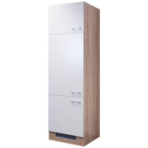 FlexWell Geräteumbauschrank, Weiß, Sonoma Eiche, Kunststoff, 3 Fächer, 60x200x57 cm, Made in Germany, individuell planbar, Küchen, Küchenmöbel, Küchenschränke, Geräteumbauschränke