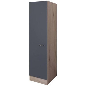 FlexWell Geschirrschrank, Dunkelgrau, Eiche San Remo, Metall, 3 Fächer, 50x200x57 cm, Made in Germany, individuell planbar, Küchen, Küchenmöbel, Küchenschränke, Geräteumbauschränke
