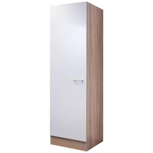 FlexWell Geschirrschrank, Weiß, Sonoma Eiche, Kunststoff, 3 Fächer, 50x200x57 cm, Made in Germany, individuell planbar, Küchen, Küchenmöbel, Küchenschränke, Geräteumbauschränke