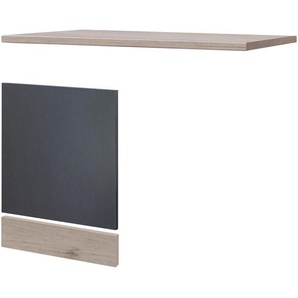 FlexWell Geschirrspülerblende, Dunkelgrau, Eiche San Remo, 110x85x60 cm, Made in Germany, Küchen, Küchenmöbel, Küchenschränke, Geräteumbauschränke