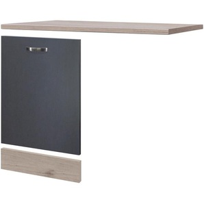 FlexWell Geschirrspülerblende, Dunkelgrau, Eiche San Remo, 110x85x60 cm, Made in Germany, Küchen, Küchenmöbel, Küchenschränke, Geräteumbauschränke