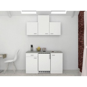 FlexWell Miniküche, Grau, Weiß, 1 Schubladen, 150 cm, links aufbaubar, rechts aufbaubar, Küchen, Miniküchen