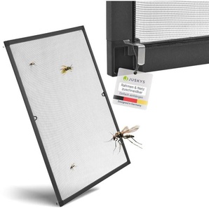 Fliegengitter mit Alu-Rahmen – Insektenschutz für Fenster zum Einhängen – Insektenschutzgitter UV-beständig 130 x 150 cm grau - Juskys
