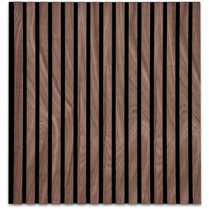 Floordirekt Akustikpaneel, Walnuss, Holzwerkstoff, Holz, 60x60 cm, Montage ohne Bohren, Tapeten & Wandverkleidungen, Akustikpaneele
