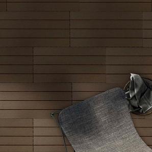 Floordirekt Terrassenfliese, Dunkelbraun, Holzwerkstoff, 30x60 cm, rutschfest, formstabil, UV-beständig, Gartenzubehör, Terrassen- & Balkonböden,