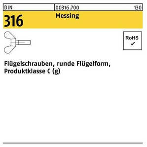Flügelschraube DIN 316 M 6 x 10 Messing