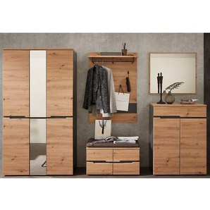 Flurgarderobe in Wildeichefarben und Dunkelgrau 265 cm breit (fünfteilig)