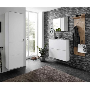 Flurmöbel Set in Weiß und Wildeiche Optik modern (vierteilig)