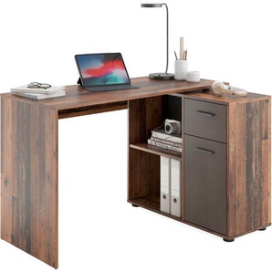 FMD Eckschreibtisch AUGSBURG, Schreibtisch/Sideboard m. Stauraum, beidseitig montierb., 117/148 cm