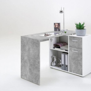 FMD Eckschreibtisch AUGSBURG, Schreibtisch/Sideboard m. Stauraum, beidseitig montierb., 117/148 cm