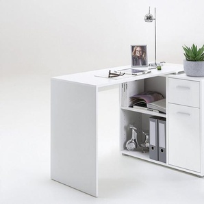 FMD Eckschreibtisch AUGSBURG, Schreibtisch/Sideboard m. Stauraum, beidseitig montierb., 117/148 cm