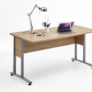 Schreibtisch FMD Calvi Tische Gr. B/H/T: 160 cm x 75 cm x 80 cm, braun (alteichefarben, grau) Schreibtische