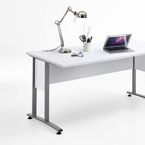 Schreibtisch FMD Calvi Tische Gr. B/H/T: 160 cm x 75 cm x 80 cm, weiß (weiß brilliant, grau) Schreibtische