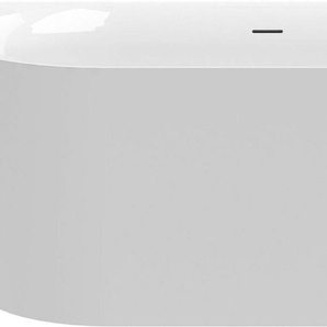 FOND Badewanne Mince Corner XS links 155 cm weiß, (1-tlg), inkl. Ablaufgarnitur, Schlitzüberlauf, Fußgestell, schmale Wannenkante