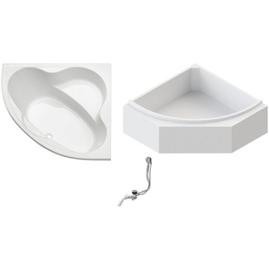 FOND Badewanne Set Eckwanne, (3-tlg), 1400 mm/420 mm, Eckwanne