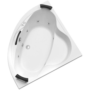 FOND Whirlpool-Badewanne Siam Typ 1, (Set), 140 cm, inkl. 2 Nackenstützen und 1 Griff in schwarz