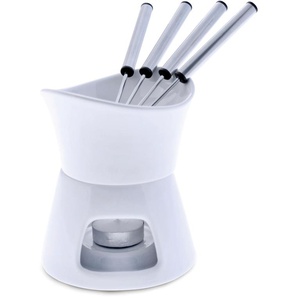 Fondue SWISSMAR Glow Fondues weiß Fondue für Schokolade, 280 ml, inkl. 4 Fonduegabeln