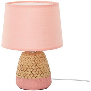 levelone Keramik-Tischleuchte, 1-flammig, Pink mit Seil ¦ rosa/pink ¦ Maße (cm): H: 28,5  Ø: 20