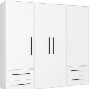 FORTE Drehtürenschrank Mokkaris, s Choice, TOPSELLER! 3 oder 4 Türen, zeitloses Design (BHT ca. 145x200x59cm oder BHT ca. 206x200x59cm) Schubladen + schwarze Stangengriffe, Made in Europe, viel Stauraum