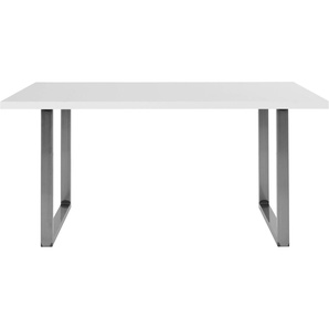 Esstisch FORTE Tische Gr. B/H/T: 140 cm x 74,1 cm x 90 cm, weiß (weiß matt, rohstahl) Esstische rechteckig Breite 140 cm