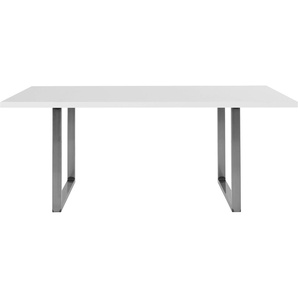 Esstisch FORTE Tische Gr. B/H/T: 180 cm x 74,1 cm x 90 cm, weiß (weiß matt, rohstahl) Esstische rechteckig Breite 180 cm