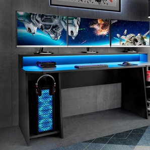 FORTE Gamingtisch Tezaur, Schreibtisch mit RGB-Beleuchtung und Halterungen, Breite 200 cm
