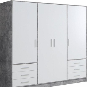 FORTE Kleiderschrank Jupiter, Made in Europe, mit Schubladen (Maße (T/H): 60/200 cm) Stauraum, 2 Breiten, 4 Farben, Schubladen, variable Einlegeböden