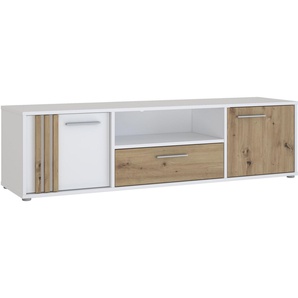 FORTE Lowboard Cardigan TV-Board, TV-Schrank, TV-Board, 2 farbig, Stauraum Kabelführung