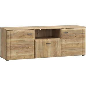 FORTE Lowboard Akinori TV-Board, TV-Schrank, TV Board, MDF Front, Holzoptik, Metallgriffe, Vollauzug, Soft Close