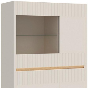 FORTE Vitrine Oak Square Highboard, Beleuchtung, SoftClose