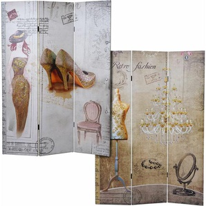 Foto-Paravent Retro, Raumteiler Trennwand, Glitzer Fashion MVG-zertifiziert 180x120cm