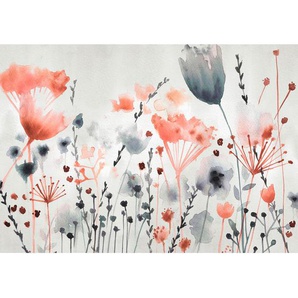 Fototapete, Grau, Rosa, Papier, Floral, 280x372 cm, Fsc, Bsci, Made in Europe, Tapeten Shop, Fototapeten