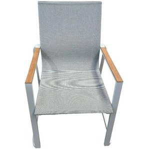 Foxx Stapelsessel Alu White mit Teak-Armlehnen  inlay | Softex Shell - exklusives Modell