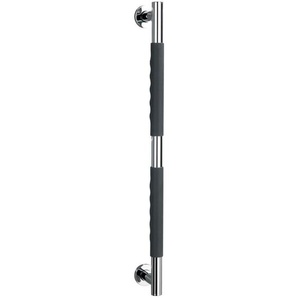 FP - wenko Edelstahl Wandhaltegriff Secura 65,5 cm, Silber glänzend, Silikon anthrazit, Edelstahl rostfrei chrom - silber glänzend