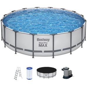 Framepool BESTWAY Steel Pro MAX™ Schwimmbecken Gr. B/H/L: Breite 488 cm x Höhe 122 cm x Länge 488 cm, grau Frame-Pools