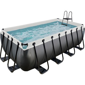 Framepool EXIT Black Leather Schwimmbecken Gr. B/H/L: Breite 200 cm x Höhe 122 cm x Länge 400 cm, 8870 l, schwarz Frame-Pools BxLxH: 200x400x122 cm, mit Sandfilteranlage und Leiter