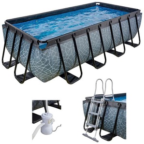 Framepool EXIT Schwimmbecken Gr. B/H/L: Breite 200 cm x Höhe 100 cm x Länge 400 cm, 7020 l, grau (grau, schwarz) Frame-Pools