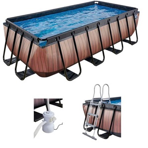 Framepool EXIT Schwimmbecken Gr. B/H/L: Breite 200 cm x Höhe 100 cm x Länge 400 cm, 7020 l, schwarz (eichefarben, schwarz) Frame-Pools