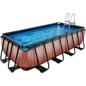 Framepool EXIT Schwimmbecken Gr. B/H/L: Breite 240 cm x Höhe 100 cm x Länge 440 cm, 7000 l, braun Frame-Pools BxLxH: 200x400x100 cm, mit Sandfilter