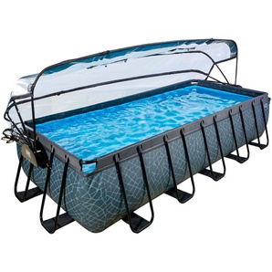 Framepool EXIT Schwimmbecken Gr. B/H/L: Breite 250 cm x Höhe 100 cm x Länge 540 cm, 12600 l, grau Frame-Pools BxLxH: 250x540x100 cm, mit Sonnendach