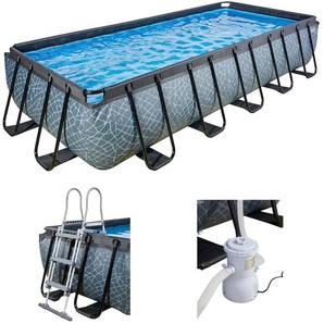 Framepool EXIT Schwimmbecken Gr. B/H/L: Breite 250 cm x Höhe 100 cm x Länge 540 cm, 12600 l, grau (grau, schwarz) Frame-Pools