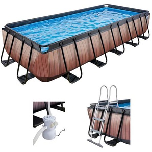 Framepool EXIT Schwimmbecken Gr. B/H/L: Breite 250 cm x Höhe 100 cm x Länge 540 cm, 12600 l, schwarz (eichefarben, schwarz) Frame-Pools